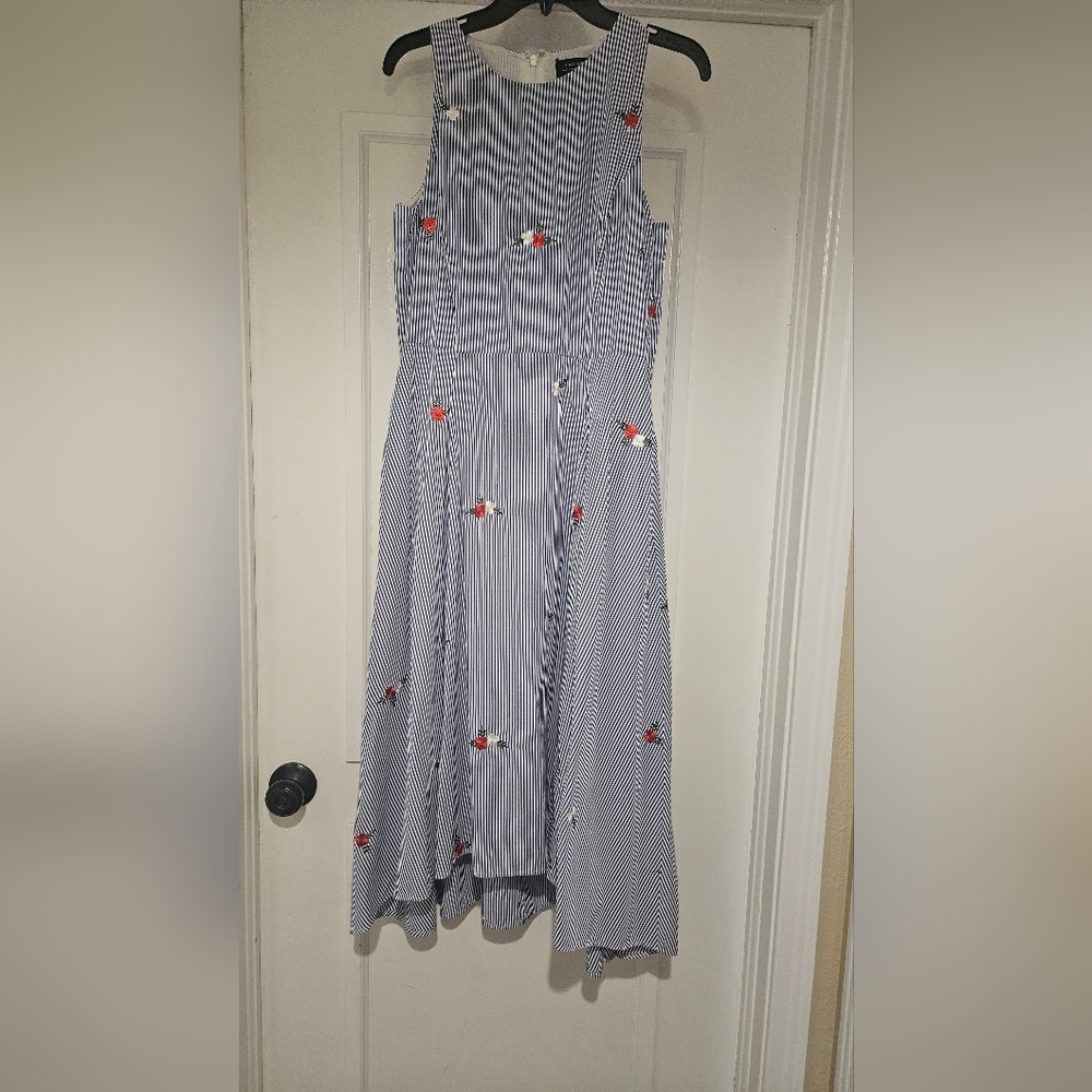 Tahari Striped Maxi Dress with Floral Accents